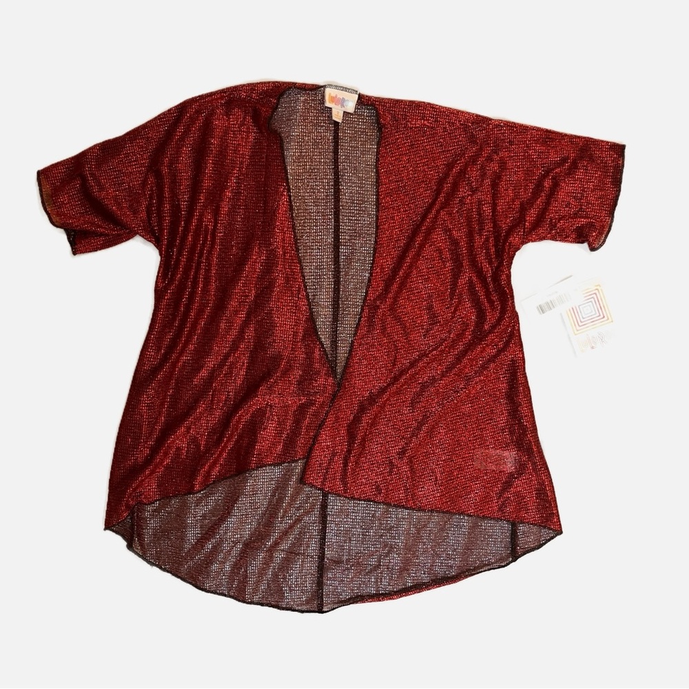 Lularoe Bianka Bright Red‎ Shiny Coverup, size 2, new with tags NWT